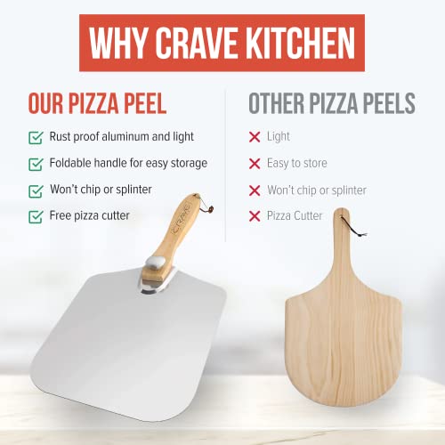 Metal Pizza Peel 12 Inch with Cutter and Pizza Box Pizza Spatula