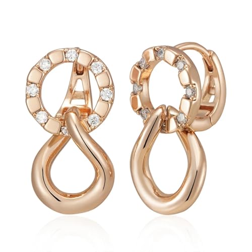 Boucles d'oreilles pendantes or rose 585 cadeau idéal pour femme