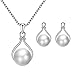 Produktbild Kette Damen Halskette,XshuaiRTE Luxus Damen Perlen Anhänger Halskette Ohrring Schmuck Set Ketten FüR Damen Kette Mit Herz AnhäNger Halskette Damenschmuck Ketten Fashion Schmuck