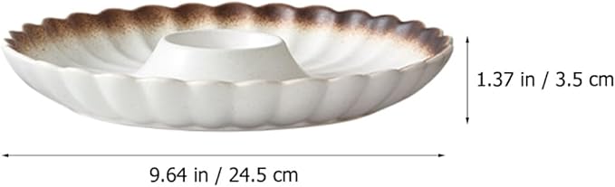 Plato de cerámica estilo japonés con compartimento para salsa miniatura 3