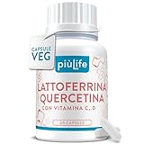 Lattoferrina 200 Immuno Quercetina PiuLife, Integratore Difese Immunitarie 60 Capsule con Vitamina C e D3, Lattoferrina Quercetina sistema immunitario