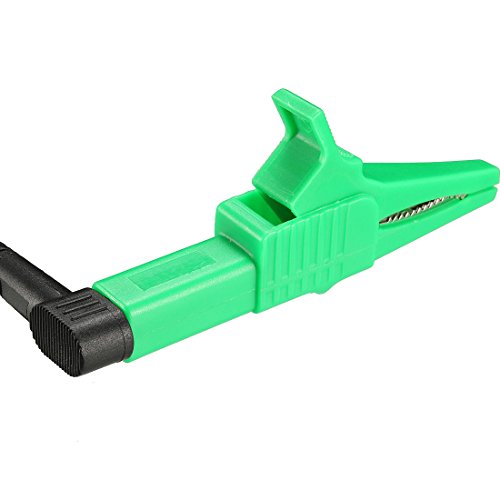 Image of uxcell Alligator Clips Heavy-Duty Insulated Car Battery Electrical Clamp 30A Green with 4mm Banana Jack Socket