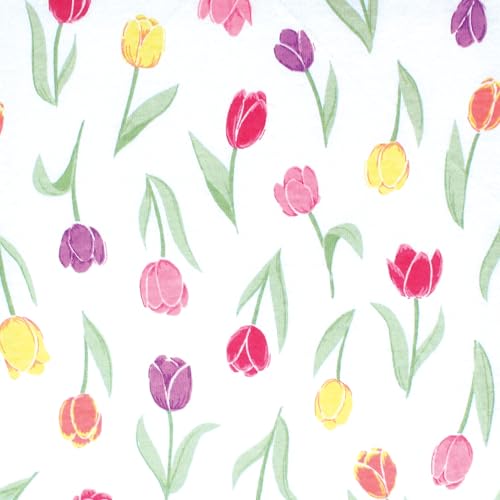 Image of Hudson Baby Unisex Baby Cotton Fitted Crib Sheet, Spring Tulips, One Size