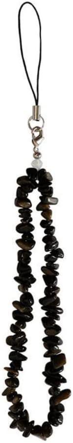 COLORFUL BLING Natural Stone Beaded Phone Charm Crystal Lanyard Wrist Strap Handmade Phone Chain Strap Hanging String Anti-Lost Key Chain for Women