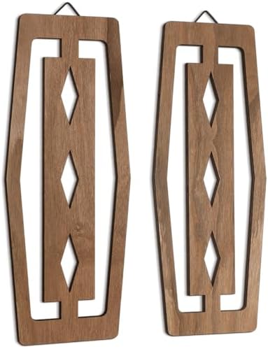 CroBlissful 2 Pcs Mid Century Wall Art Mid Century Modern Wall Decor Elegance Wall Accents Wood Abstract Decor Geometric Panels for Interior Wall Decor Panel Wall Art for Home Living Room(Artistic) 7