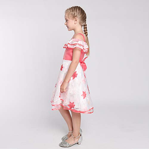 Sunny Fashion Girls Dress One-Shoulder Blue Maple Leaf Pageant Wedding Size 6-124