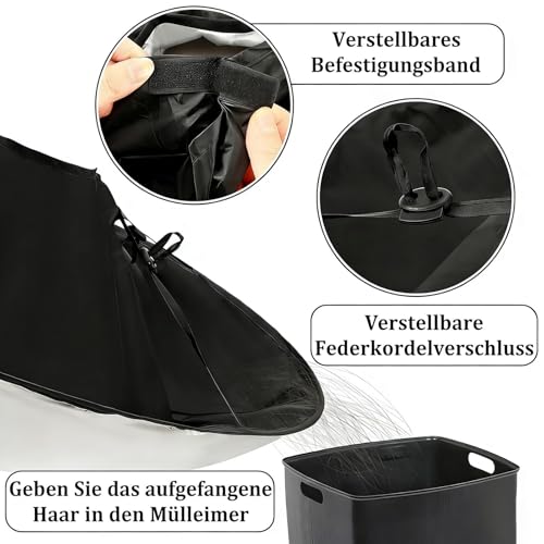 Qnvyw Friseurumhang, Schwarzer Friseurumhang für professionelle Haar- und Bartpflege mit weichem Material und sicherer Passform, Ideal für Friseursalons und private Nutzung, Schwarzer Friseur