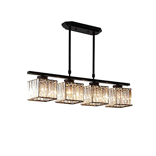 Suspension luminaire rectangle cristal plafonnier doré salon ZR98US