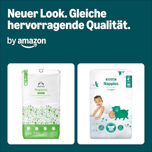 By Amazon Ultra Dry Windeln Größe 4+ (9-15 kg) - MONATSBOX, Weiß, 160 Stück (2 Packungen mit 80) (Früher Unter Der Marke Mama Bear, Identisches Produkt)