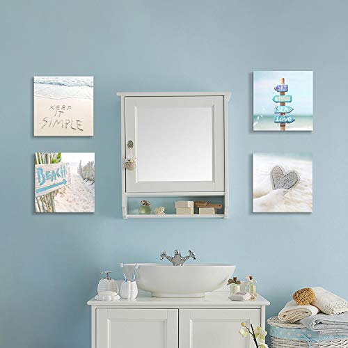 Seashell Beach Pictures Canvas Wall Art For Bathroom Costal Pictures Beach Photographic Canvas Artwork for Room’s Wall Decoration (12” x 12'' x 4 Panels) - Image 2
