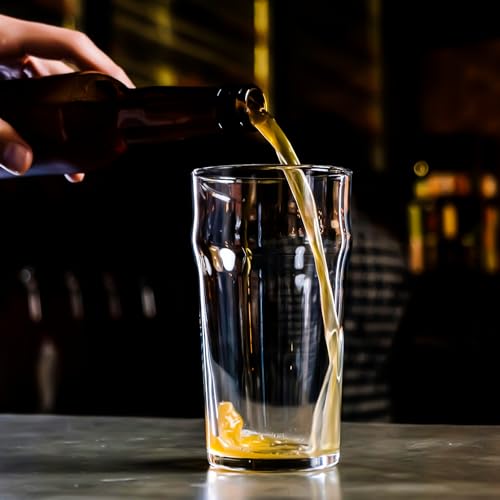 Beer Glasses Set of 6-560 ml Beer Ale Drinking Glasses with Traditional British Pub Design - Lead Free Easy Stacking - Image 6