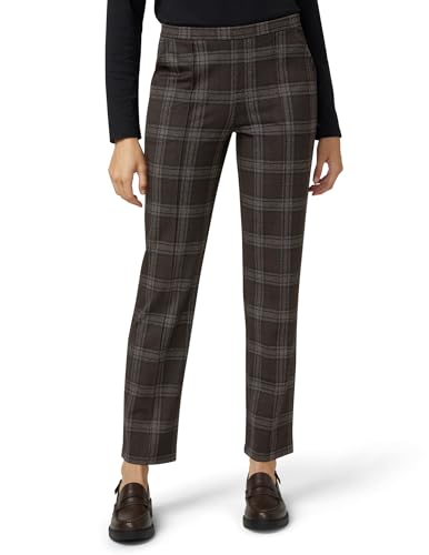 HUE Women's Pull on Ponte Trouser Leggings, New Brown Plaid
