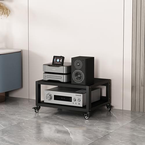 XingLi 2/3/4-Tier Movable Audio Video Components Cabinet, Audio Rack, Media Stand, Corner TV Stand, HiFi Racks and Stands, for Living, Gaming and Recording Rooms,Black (Size : 2-Tier 55X50X40CM)