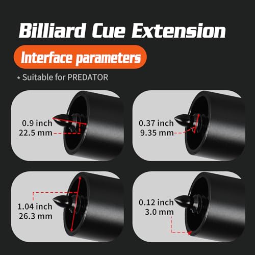Extensión de taco de billar en aluminio 4'' y 8'' miniatura 3