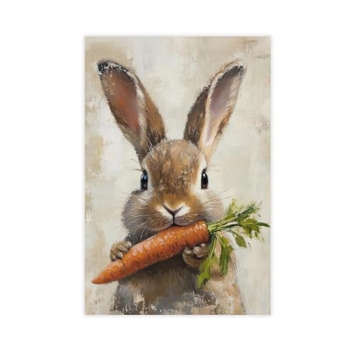 Art mural impression sur toile lapin de Pâques floral haute définition