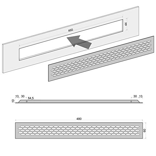 sossai® Aluminum - Air Ventilation Grille Cover - Alucratis (2 Pieces), 48 x 6 cm - 2 Stück - Image 3