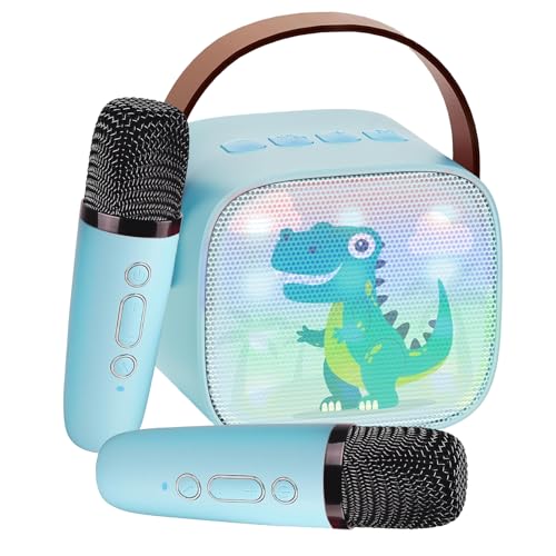 Mini Karaoke Machine for Kids Portable Karaoke Machine with 2 Bluetooth Wireless Microphones and LED Color Lights, Christmas Birthday Gifts Toys for...