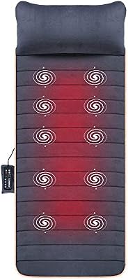 SNAILAX Colchón de Masaje Térmico con Vibración- Cojin de Masaje Terapéutico con 10 Motores Vibrantes, Masaje de Cuerpo Completo con Calor para Relajar Dolores Musculares, Dormirse