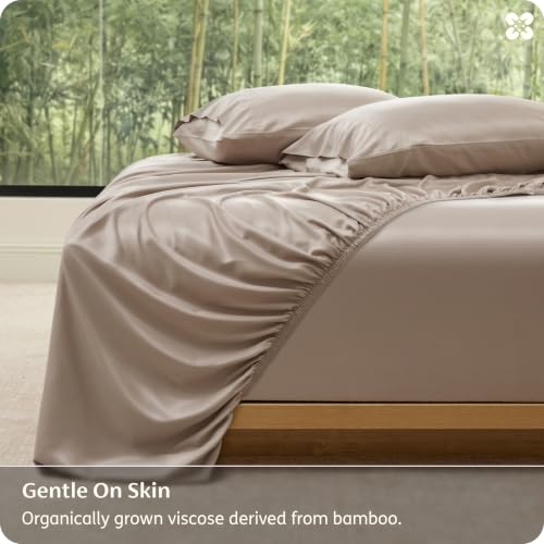 Image of Bedsure PureWoven 100% Viscose Derived from Bamboo, Queen Sheets, 3PCS