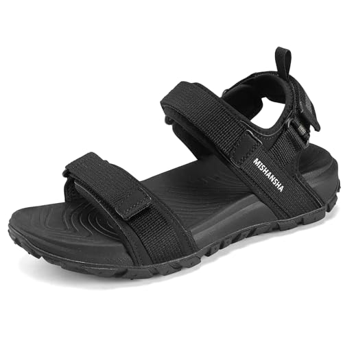 Mishansha Sandalias Hombre Verano Zapatos Trekking Deportivas con Punta Abierta Playa al Aire Libre Negro 44 EU