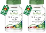 fairvital Vitamin B Komplex Forte + PABA, 90 Kapseln, 500µg Vitamin B12, mit allen B-Vitaminen (B1, B2, B3, B5, B6, B7, B9, B12) HOCHDOSIERT, VEGAN (Packung mit 2)