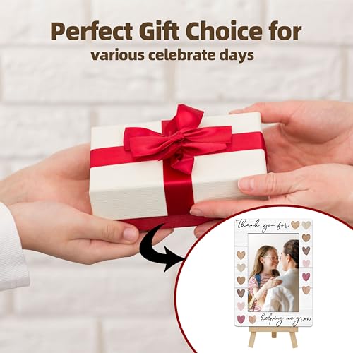 Image of DETIHO Thank You for Helping Me Grow 4x6 Photo Frame, Small Wooden Photo Frame with Easel Stand, Teacher Appreciation Gifts for Table Decor Display -E05