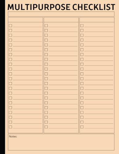 Multipurpose Checklist 3 Column | Create A Checklist That Is Personalized For Your Needs | Large Size (8.5" x 11" inches) | Adaptable Checklist For ... Daily To-Do Plans, Or Whatever You Want image 2