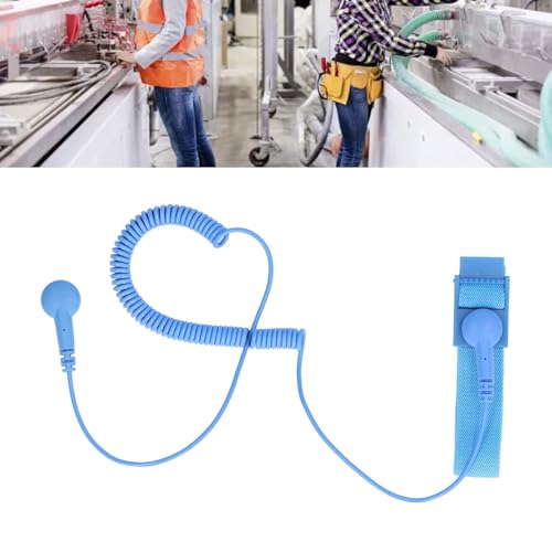 Image of SCHOFIC Anti-Static [ESD] Safe Discharge Wristband Wrist Strap band Grounding Cord B2B Tool- Blue (10)