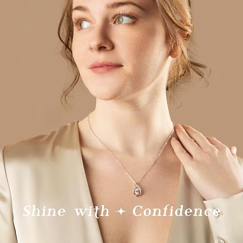ARINZA 1 Carat Moissanite Necklace for Women, Infinity Dancing Diamond Pendant, 925 Sterling Silver, 18+2 Inch Chain, Jewelry Gift for Her, Wife Mom, Anniversary, Birthday, Lady outfit2
