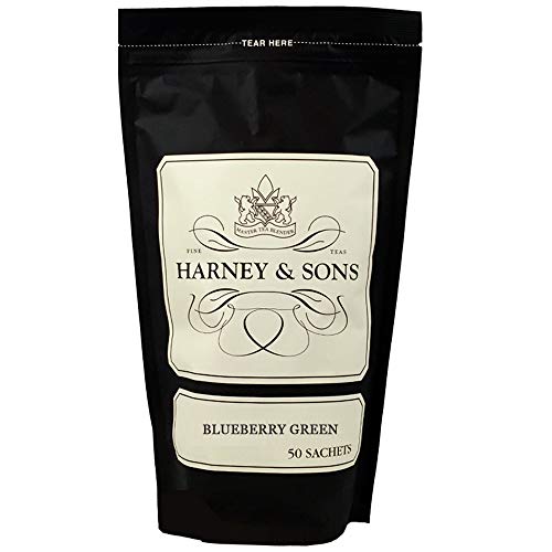 Image of Harney & Sons Blueberry Green Tea Sachets, 50 Count | Chinese green tea with blueberry, lemongrass, and vanilla. Contains caffeine.