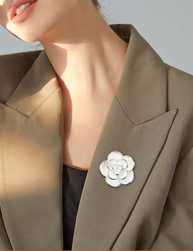 Image of Elegant Crystal Blooming Rose Flower Brooch Lapel Pin Breastpin for Women Birdal Cardigan Hat Scarf Suit Sweater Floral Pins