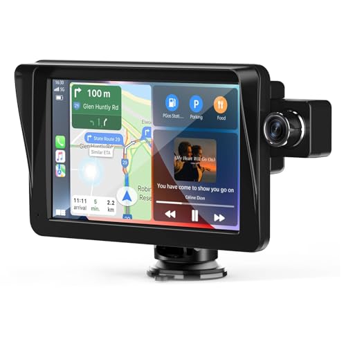 MRQ 9 Inches Wireless Apple Car Play for car, Touchscreen with Android Auto, Car Stereo, 2.5K Front Dash Cam, 1080p Backup Camera Apple Carplay Screen, GPS Navigator/Bluetooth/Mirror Link/Siri/Aux/FM