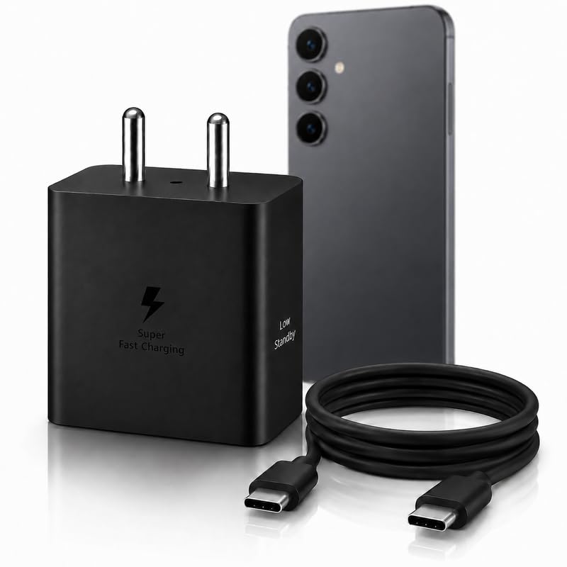 Image of 45W PD Type C Super-Fast Charging Adapter with USB-C to C 1m Cable Compatible with Samsung Galaxy S23 /S24 /S25 /S26 /Z Fold5 /Z Fold6 /Z Fold7 /S10 /S9 (Plus, Ultra, FE, Edge, Lite) 45 watt Charger Adaptor