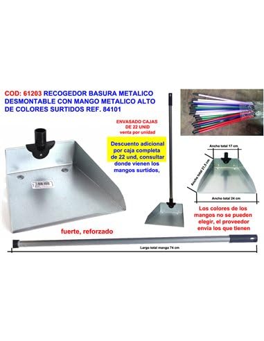 Recogedor Basura metalico Desmontable+mang Metalic Forrado 84101