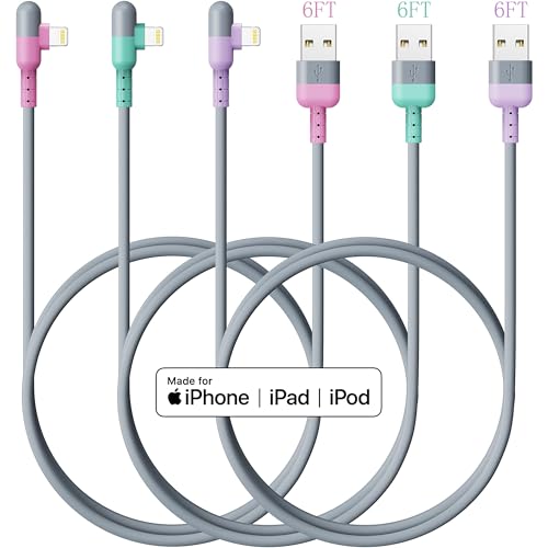 iPhone Charger 6ft Right Lightning Cable 3Pack,90 Degree Apple Nylon Cord - image 7