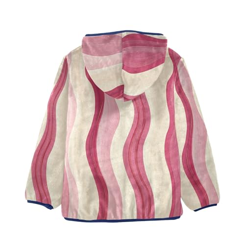 Vertical Wavy Lines Girls Fleece Jacket Girls Fall Jacket Girls Zip Up Hoodie Girls Sherpa Jacket 2-10T2