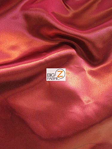 Solid Shiny Bridal Satin Fabric by The Yard DIY Tablerunner Apparel Wedding Dress Accessories Lining (Ruby Red)