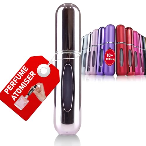 La Lune Atomizador de perfume – Travel Essential, botella de viaje recargable, atomizador atomizador (5 ml), 18 colores, rosa claro brillante