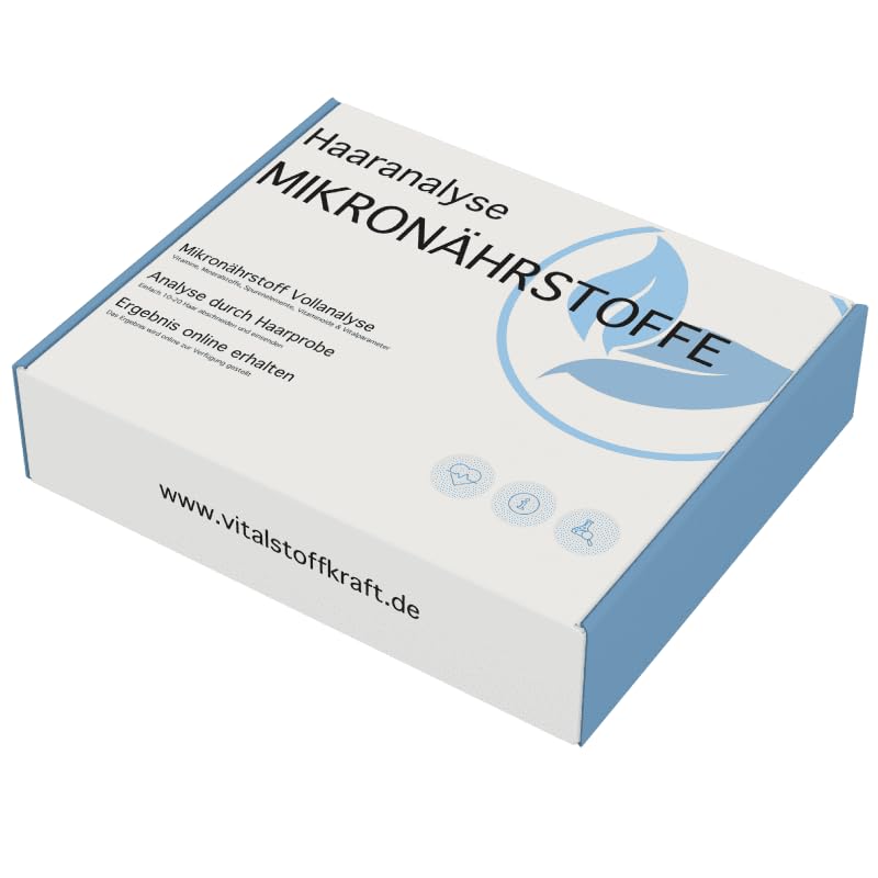 Mikronährstoffanalyse | Haaranalyse für +100 Vitalstoffe | Vitamine, Mineralstoffe, Enzyme, Aminosäuren | Einfache Selbstanwendung | Detaillierter Ergebnisbericht