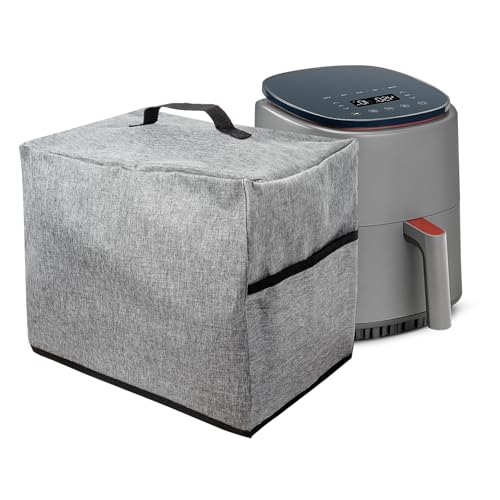 Klmnop Air Fryer Dust Cover, Waterproof Air Fryer Cover with Accessory Storage Pocket, Small Kitchen Appliance Covers for Air Fryer(Grey)