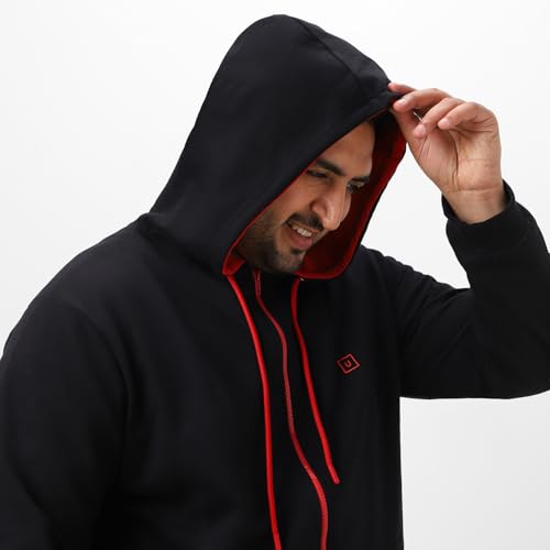 Image of Urbano Plus Men's Cotton Zippered Hooded Casual Winterwear Sweatshirt