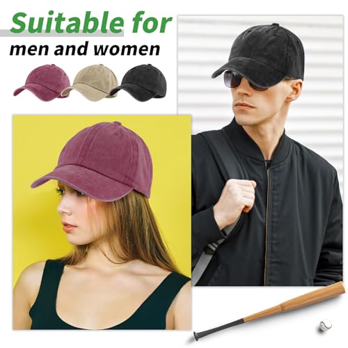 Image of Bonuci 24 /50 Pack Vintage Baseball Hat Bulk Washed Baseball Cap Adjustable Cotton Golf Hats for Men Women Sports