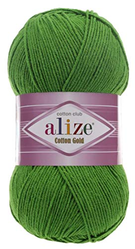 55% Cotton 45% Acrylic Alize Cotton Gold Yarn 1 Skein/Ball 100 gr 360 yds (126-Grass)