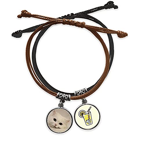 Bracelet chat blanc cordon fait main symbole de votre complicité