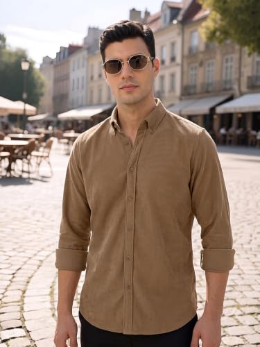 Image of Thomas Scott Men's | Solid | Full Sleeve | Slim Fit | Polyester-Blend | Button Down | Casual Shirt