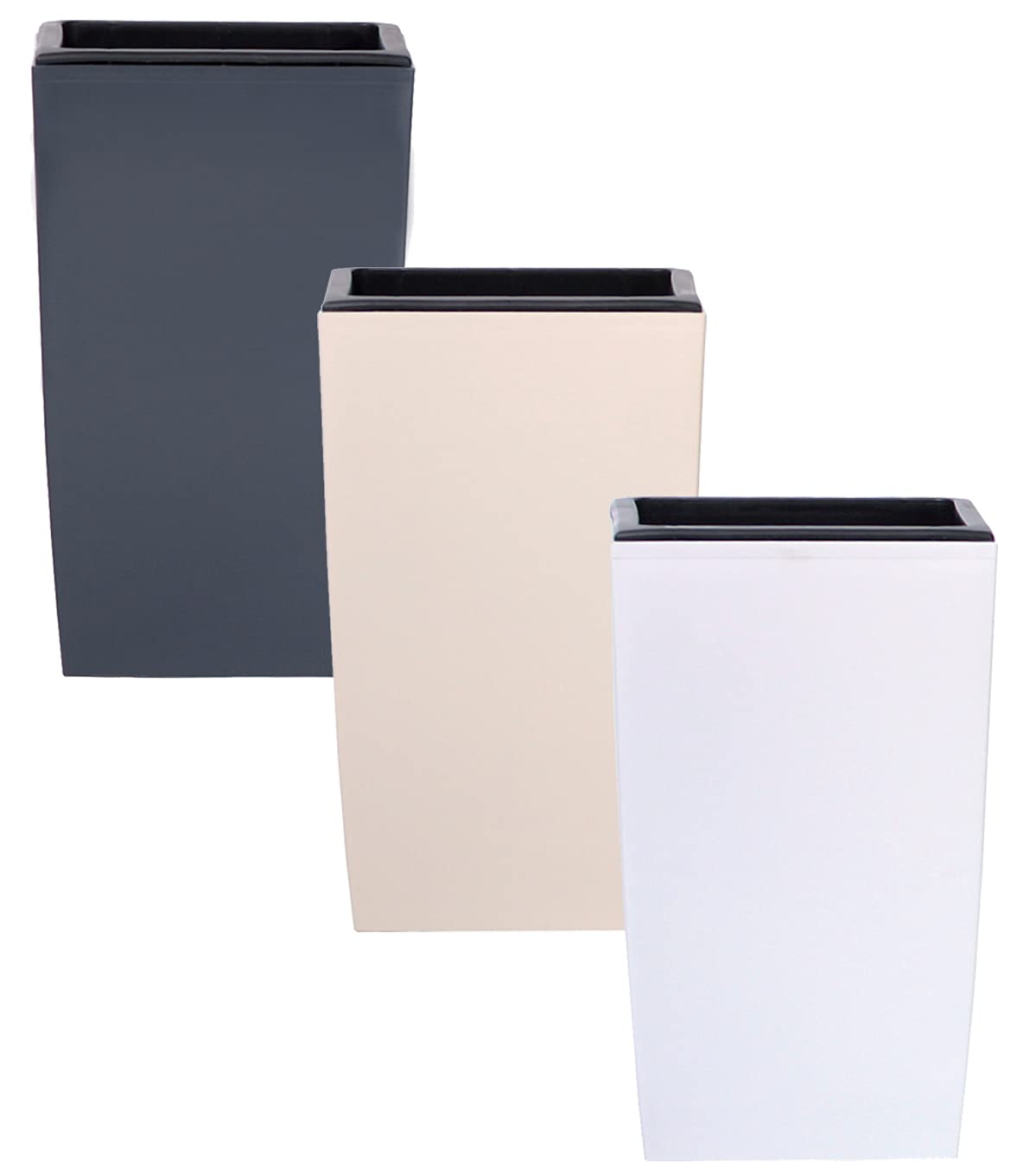 URBNLIVING 2X Coubi Plastic Flower Plant Garden Indoor Outdoor Herb Planter Pots Modern Colours (Cream, Small Square)