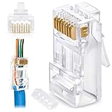 GTZ RJ45 Cat6/6a Pass Through Connectors for a Thick 23 AWG Large Diameter UTP Network Cable, 50 Pcs...