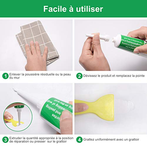 ZITFRI 200 g Wall Mending Agent Cream plamuurmassa voor de reparatie van huismuur, gebruikt voor reparatie van schade aan muren (2 stuks) - Afbeelding 5