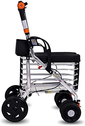 歩行器ウォーカー ウォーキングフレーム 4輪ウォーキング歩行器、折りたたみモビリティ歩行補助具、高さ調節可能なシートと下側のショッピングバスケット 高齢者はより良い生活を望んでいます Thoughtful