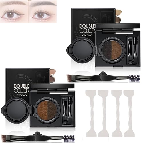 LXCJZY Eyebrow & Eyeliner Cream with Stamp,Multi-functional Double-Headed Eyeliner Stamp,Natural Waterproof Eyeliners Cream, Eyebrow Stencil Kit for Women (01# Gray+02# Brown)